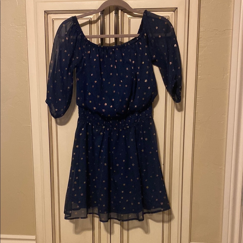 Navy Blue Dress with Star Pattern
